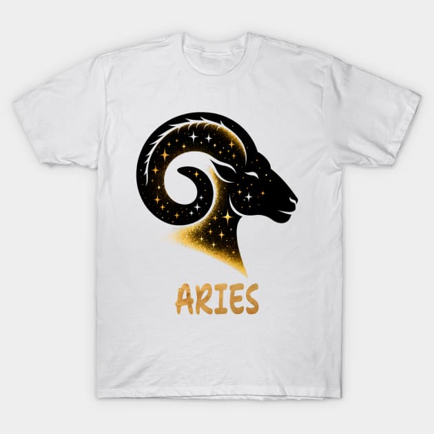 silhouettes golden silhouettes golden Aries Zodiac Sign Astrology born march April & May Birthday Aries Zodiac Horoscope march April & May Birthday T-Shirt by First Phenixs